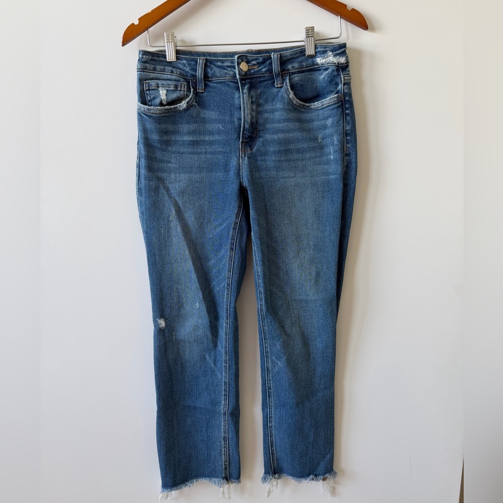 Congenial - Mid Rise Crop Slim Straight Jeans - Picture 4 of 8